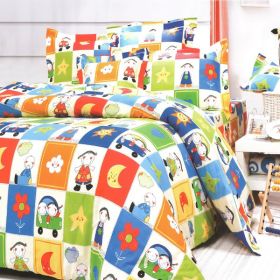 Blancho Bedding - [Happy Friends] 100% Cotton 4PC Comforter Set (Twin Size)