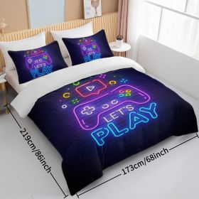 Gaming Duvet Cover Set Twin Full Queen King Size Video Game Controller Bedding Set, Boys Video Games Comforter Cover With 2 Pillow Shams, Bed Set For (Option: Twin-Blackish purple)