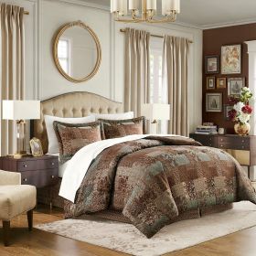 4 Piece Brown Comforter Set (Color: as Pic)